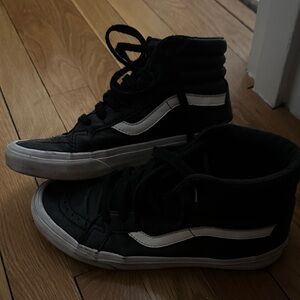 Leather Vans Classic Black and White High-Tops